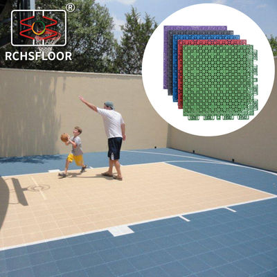 Pedaços de piso de quadra de basquetebol de PP interligados de espessura 1,27 cm resistentes ao deslizamento
